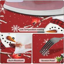Water-Resistant Round Tablecloth With Elastic Edge For 40-44" Tables - 禮物雪人格子 - 查看 3