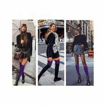 V28 Long Leg Warmer, Women's Men 80s Party Ribbed Knit Dance Sports{"Color_name":"Hole71-Bripurple"} - 多色1 - 查看 5