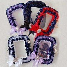 1pc New Cute Photo Card Holder, 7 Colors 2 Types Available, DIY Finished Product, Anime/ACG, Celebrity Fan Goods, 3-Inch Photo Display, Leaf, Rose, Bow, Transparent Lace Decoration, Lolita Accessories Card Holder - 彩色 - 查看 11