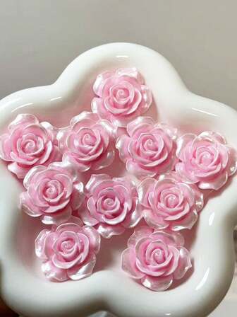 Pearlescent Lacquer Camellia Resin Accessory Production, Flat Bottomed Without Holes, Homemade DIY Phone Case, Cream Glue Earrings, Hair Clip, Headband Decoration