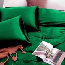 Silky Soft Pink Twin XL Satin Bed Sheets Set, 1 Deep Pocket Fitted Sheet + 1 Flat Sheet + 1 Pillowcase,  In 2025 - 綠色 - 查看 5