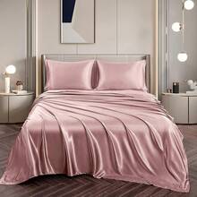 Silky Soft Pink Twin XL Satin Bed Sheets Set, 1 Deep Pocket Fitted Sheet + 1 Flat Sheet + 1 Pillowcase,  In 2025 - 玫瑰金色 - 查看 4