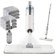 Trapeador Microfibra,  Trapeador con Atomizador,  Spray para Limpieza 360 °   Giratorio Trapeador Magic con 6 Almohadillas y 1 Cepillo, Fregona Plana para Hogar Suelos de Madera, Laminado y Mármol - 1 - Ver 7