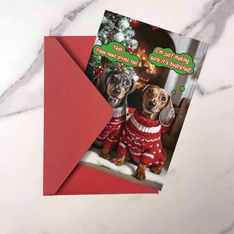 1/2 charmiga jul-/födelsedagskort med tax, vintertema, perfekt present till hundälskare, med kuvert, lämplig för familj, vänner, dotter, systerdotter, barnbarn, högkvalitativt tjockt kartongpapper, bekväm textur