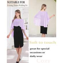 Baoqiya Women's Capelet Shawls And Wraps For Evening Dresses Soft Bridesmaid Shawl Chiffon Cape Wedding Cover Up{"Color_name":"Lavende"} - 低的 - 查看 4