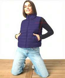 CHALECO ACOLCHADO LIGERO SIN MANGAS CON CUELLO ALTO PARA MUJER - Azul Marino - Ver 4
