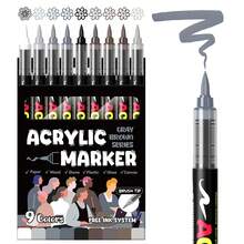 FS9/12 Colors Acrylic Marker Pens, Opaque Soft Tip, Blendable, For Art, Painting, Graffiti, Suitable For Christmas, Halloween