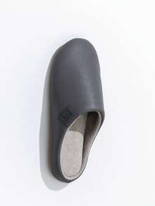 女士防水 PU 皮革拖鞋，防滑软底室内卧室休闲拖鞋，奢华款男女通用秋冬款 - 灰色 - 查看 4