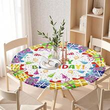 Water-Resistant Round Tablecloth With Elastic Edge For 40-44" Tables - Daily-birthday - View 6