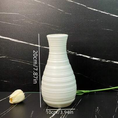 1pc Fresh Simple Style Shatterproof Plastic Vase, Living Room Tabletop Hydroponic Flower Container, Christmas Halloween Home Decor