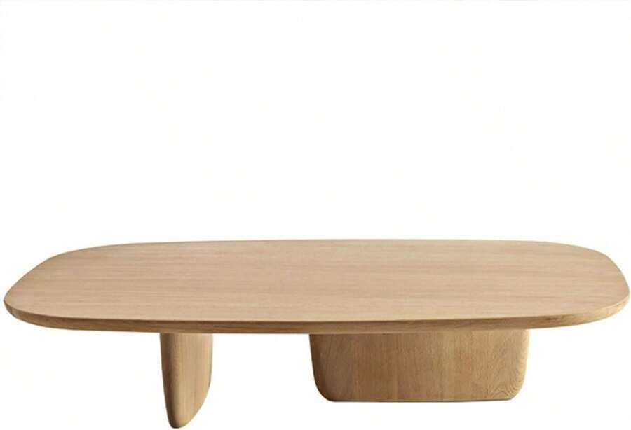 Oval Solid Wood Coffee Table, Wood Oval Coffee Table With 2 Legs Side Table End Table, Modern Simple Sofa Side Table, Modern Round Coffee Tables Living Room For Living Room(Wood Color,140x60x40cm),23097346 - 咖啡棕 - 查看 1