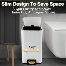 XLHOMO White Bathroom Accessories Set 8 Piece White And Gold Bathroom Set Bathroom Sets With Stainless Steel Trash Can Toilet Brush Toothbrush Set Soap Dispenser - White - View 4
