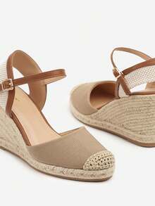Sandales espadrilles Vices avec talon compensé tressé - Kaki - Voir 6