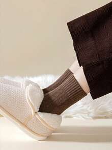 3/5双装冬季加厚保暖菱格纹船袜，柔软耐穿材质，圣诞礼物 - 彩色 - 查看 7