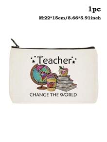 Lehrergescenke, "Beste Lehrerin aller Zeiten" Make-up Tasche - Kosmetiktasche für Frauen, Reiseaccessoires & Schultasche, leichte Reißverschlusstasche für Make-up Aufbewahrung, Federmäppchen, weiße Tasche Organizer, Geschenktasche für den Schulanfang, Lehrertags Geschenkideen