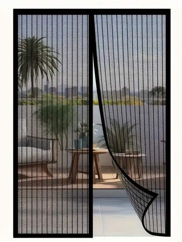 Magnetic Fly Screen Door,Heavy Duty Fly Door Screen Mesh With Powerful Magnets And Full Frame Magic Tape,Automatically Closes Door Curtain,Easy To Install Without Drilling,80 X 200 Cm,Black