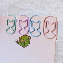 20pcs Cat Shaped Paper Clips In Macaron Colors, Featuring Metal Heart-Shaped Clips Suitable For Student Planners, Message Tags, And Scrapbook Bookmarks,