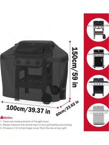 1pc Grill Cover, Multi-Size Options, ICOVER Waterproof BBQ Gas Outdoor Grill Cover For Small Gas Grill, Polyester Easy Open/Close, Dust-Proof & Fade-Resistant, Adjustable Hem Drawstring, Black, Suitable For Weber, Char-Broil, Nexgrill And More