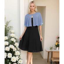 Women's Soft Chiffon Capelets Shawls And Wraps For Evening Wedding Cape Bole Cover Up{"Color_name":"DustyBlue"} - 塵藍 - 查看 5