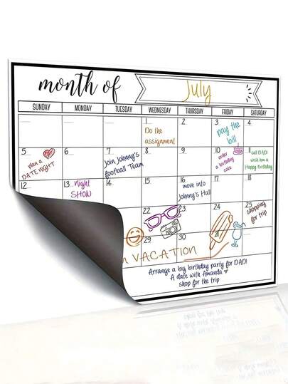 1pc Easy-To-Stick Magnetic Refrigerator Magnet That Can Be Used As A Message Board, Monthly Planner, Weekly Planner, Diary, Calendar, Monthly Calendar, Weekly Calendar, Or Shopping List. Suitable For Student Study Plans, Competition Training Plans, Teacher Teaching Plans, Family Plans, Thanksgiving Plans, And Christmas Gifts.