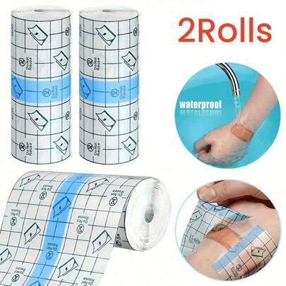 1/2 rotolo di benda impermeabile per nuoto, nastro trasparente impermeabile per la doccia e medicazione trasparente adesiva per proteggere i tatuaggi