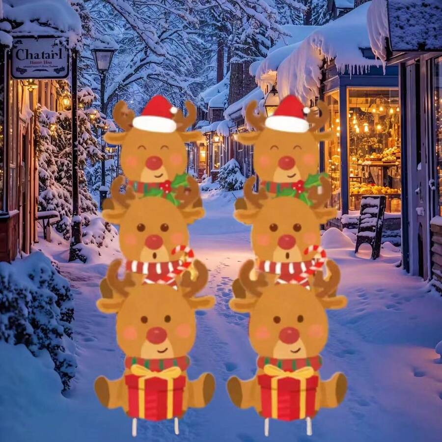 2pcs Reindeer Christmas Yard Decor - Holiday Garden Decorations, Outdoor Decor For Festive Occasions