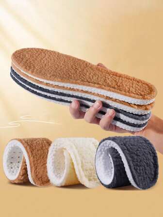 1 Pair Lambs Wool Insole, Soft Bottom, Breathable, Anti-Odor, Shock-Absorbing, Thick Lining, Suitable For Sports Shoes, Leather Shoes, And Boots, Winter