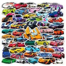 50pcs Stylish Cartoon Sports & Supercar Vinyl Stickers - Waterproof, Reusable Decals For Skateboard, Toys Etc. - Mixed Colors - Multicolor - View 2
