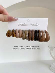 1 Set de 6 pares de nuevos pendientes de gota, moneda vintage, estampado de leopardo Y2K, conjunto de pendientes de resina acrílica geométrica, regalo de joyería de moda para mujeres, adecuado para el Día de la Madre, San Valentín, Navidad, uso diario