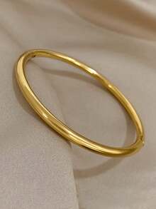 3 Piezas/1 Pieza Juego de pulseras de aro de acero inoxidable chapado en oro de 18K elegante y lujoso para mujeres, regalo para mamá en Navidad, Acción de Gracias, Halloween, boda, rave/baile de graduación/fiesta/accesorios diarios, regalo para aniversario, Día de San Valentín, joyería bohemia, regalo de cumpleaños, regalo para damas de honor