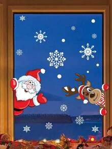 Weihnachtsdekoration Schneeflocken Aufkleber, Weihnachtsmann, Rentier, Schneemann statische Fensteraufkleber