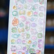1pc/6pcs Cartoon 3D Rhinestone Stickers, Cute Embossed Stickers For Phone Cases, Scrapbooking, Crafts, Diaries, School Supplies, Rewards, Fun Stickers, Decorative Stickers For Books, Adults