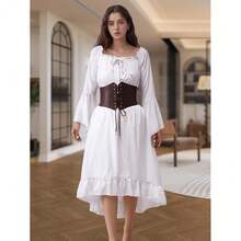 Bbonlinedres Womens Corset Belt Renaissance Costume Lace-Up Elastic Underbust Wide Waist Cincher Belts{"Size_name":"Large","Color_name":"Coffee"} - 咖啡大杯 - 查看 5