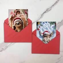 1 张/2 张迷人树懒圣诞/生日贺卡，冬季主题，适合生日、祝贺、感谢、圣诞节等场合，适合每个人的完美圣诞/生日礼物，高品质卡纸，质地舒适