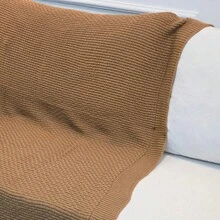 Knitted Blanket Sofa Armchair 150x100cm Siena Decor Living Room - Camel - View 4