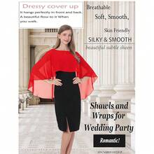 Baoqiya Women's Capelet Shawls And Wraps For Evening Dresses Soft Bridesmaid Shawl Chiffon Cape Wedding Cover Up{"Color_name":"Red"} - 紅色的 - 查看 5