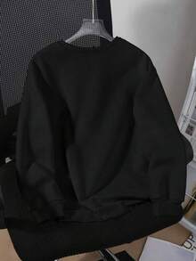 青少年男孩时尚赛车图案印花，休闲风格，圆领卫衣，适合秋冬季节、日常穿着、派对、上学、参加音乐节、度假、通勤。 - 黑色 - 查看 5