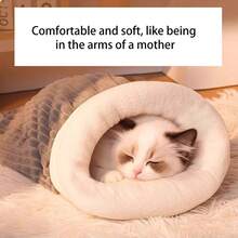 Winter Warm Closed Tunnel Pet Bed For Small/Medium Cats & Dogs – Thick Plush Thermal Lined Enclosed Sleeping Bag, Anti-Draft Non-Slip Waterproof Bottom Nest Pad, Machine-Washable Cozy Den For Kittens/Puppies/Senior Pets, Ideal For Cold Weather Hiding & Napping (Indoor/Crate Use)