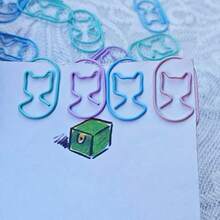 20pcs Cat Shaped Paper Clips In Macaron Colors, Featuring Metal Heart-Shaped Clips Suitable For Student Planners, Message Tags, And Scrapbook Bookmarks,