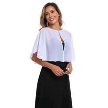 Women's Soft Chiffon Capelets Shawls And Wraps For Evening Wedding Cape Bole Cover Up{"Color_name":"White"} - 白色的 - 查看 5