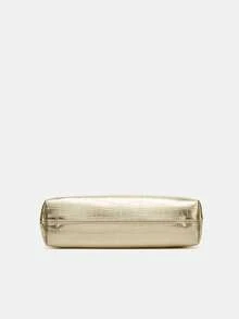 Bolso de hombro con textura de piedra, correa con hebilla de metal, diseño único, bolso bandolera de gran capacidad - Dorado - Ver 7