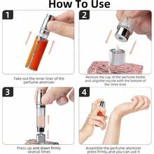 AF00BK Leather Perfume Atomiser, 10ml Bottom Fill Travel Perfume Bottle, Refillable Perfume Dispenser Women Men Black - 紫色 5ml - 查看 6