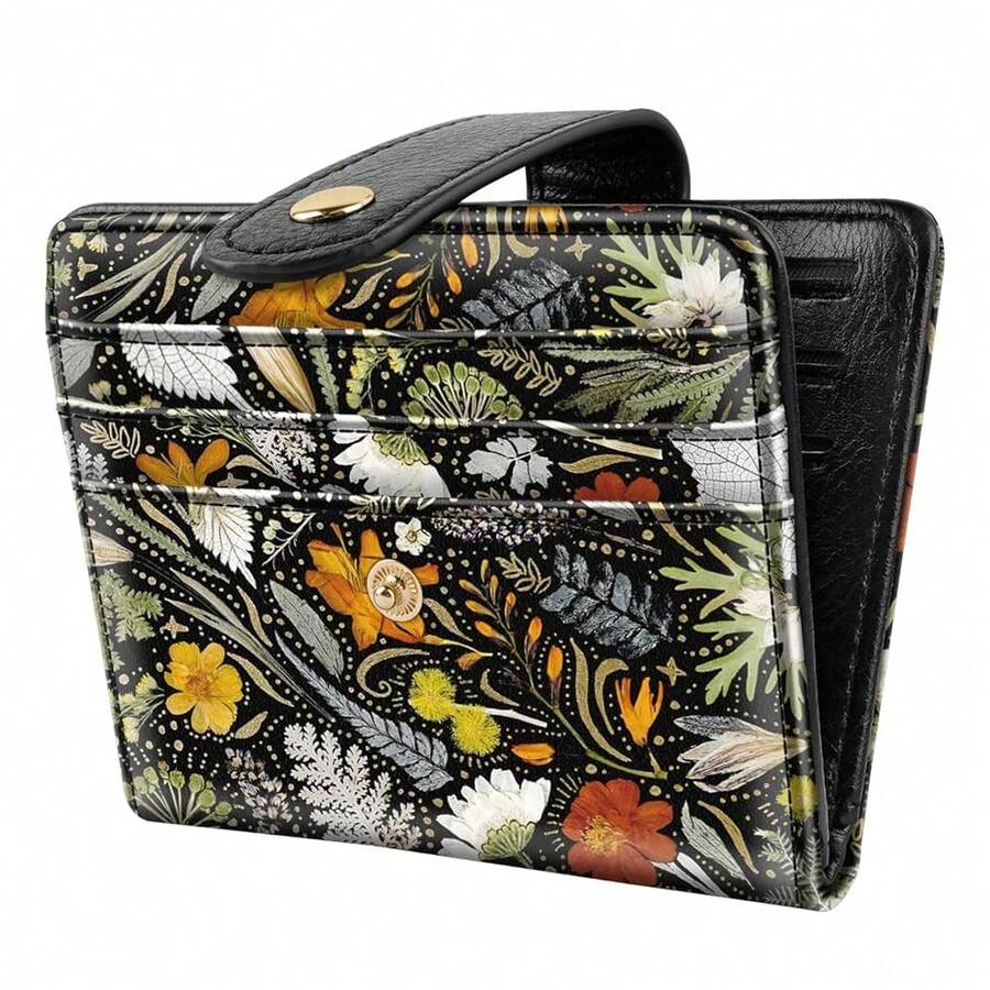 Small Wallets For Women Slim Minimalistfor Bifold Credit Card Holder For Pocket Or Purse, Dried Flowers{"Color_name":"DriedFlowers"} - 多色3 - 查看 1