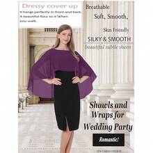Baoqiya Women's Capelet Shawls And Wraps For Evening Dresses Soft Bridesmaid Shawl Chiffon Cape Wedding Cover Up{"Color_name":"PlumPurple"} - 梅紫 - 查看 5
