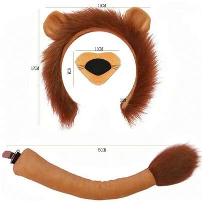 New Arrival Personalized Versatile Popular Exaggerated Banquet Stage Performance Party Gathering Explosion Model Halloween Lion Ear Headband Set, Unique Animal Theme Party