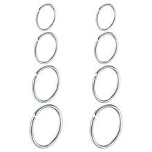 8Pcs Stainless Steel Hoop Nose Ring Cartilage Earrings Set For Women And Men Dia 6-12mm