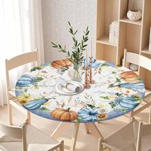 Water-Resistant Round Tablecloth With Elastic Edge For 40-44" Tables - Autumn-thanksgiving - View 2