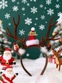 Christmas Deer Antler Headband, Mori Style Faux Deer Antlers, Adult Deer Antler Headpiece, Large Elk Antler Hair Hoop Cute Christmas Hat Decor, Suitable For Christmas Decoration, Party, Holiday Gift, School Performance - Multicolor - View 3