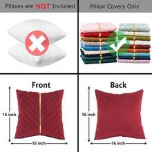 Navy Blue Velvet Throw Pillow Covers 18 X 18 Inch Pack Of 2 With Gold Leather Decor For Couch, Luxury Modern Pillowcases For Living Room, Bedroom Sofa Cushion Bed - 紅色 - 查看 2