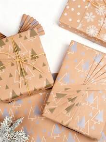 1 Roll Vintage Kraft Christmas Wrapping Paper, Retro Christmas Tree DIY Gift Wrapping Paper, Christmas Gift Wrapping Paper, Christmas Decorations, Christmas Wrapping Paper, Birthday Party Supplies, Christmas Eve Filler, Outdoor Christmas Decor, Christmas Accessories, Secret Santa Gifts, Christmas Gift Bags